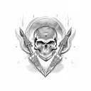 weapon with skull tattoo design idea