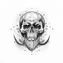 weapon with skull tattoo design idea