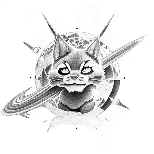 All planets and swat kats flying from earth tattoo design idea