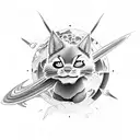 All planets and swat kats flying from earth tattoo design idea