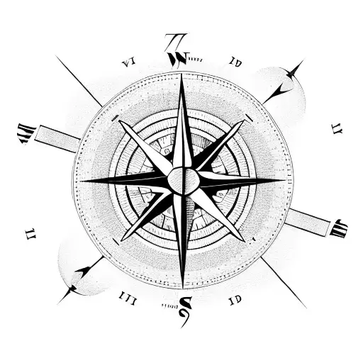 a compass with aeroplane tattoo design idea