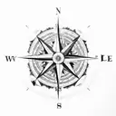 Compass,mountain, sea, sky tattoo design idea