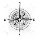 Compass,mountain, sea, sky tattoo design idea