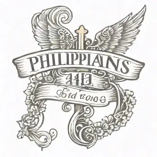 Philippians 4:13 cursive with cros  tattoo design idea