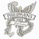 Philippians 4:13 cursive with cros  tattoo design idea