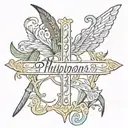 Philippians 4:13 cursive with cros  tattoo design idea