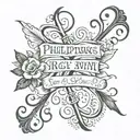 Philippians 4:13 cursive with cros  tattoo design idea