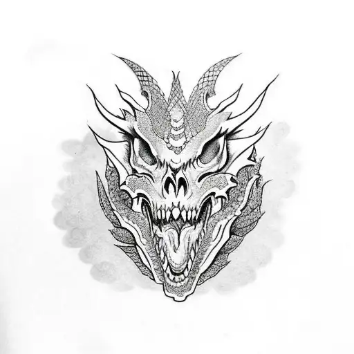Dragon skull tattoo design idea