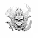 dinosaur with skull win tattoo design idea