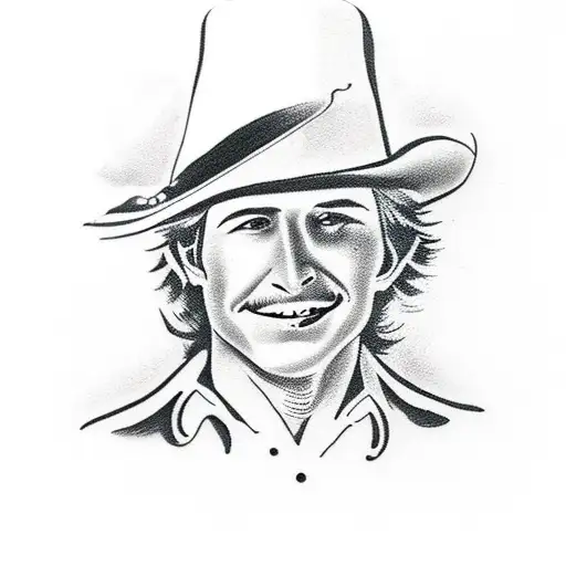 traditional billy the kid tattoo in black ink. keep his posture from the original photo of him, add mischievous smile tattoo design idea