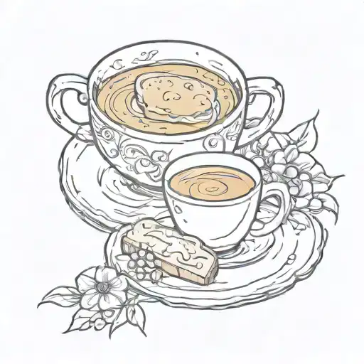 tea and toast tattoo design idea