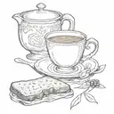 tea and toast tattoo design idea