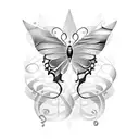 A musical note transforming into a butterfly tattoo design idea