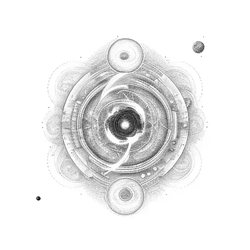 A cosmic symphony of music notes and planets swirling Firmung Gemini  tattoo design idea