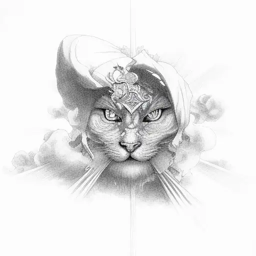 cross with clouds around it tattoo design idea