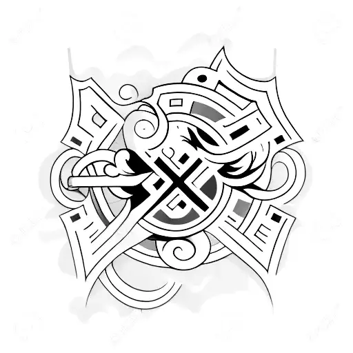 cross with clouds around it tattoo design idea