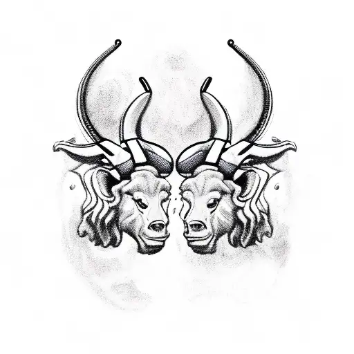 libra holding taurus and capricorn tattoo design idea