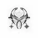 nautical map with orca whales  tattoo design idea