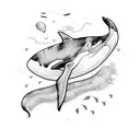 nautical map with orca whales  tattoo design idea