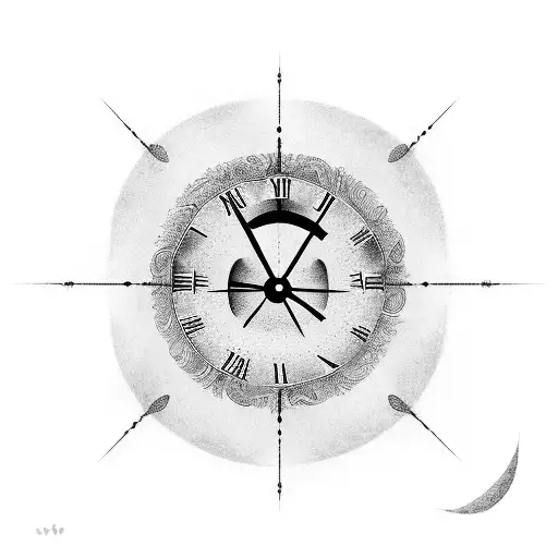 A unique design combining datters øje (daughter's eye), søns vinge (son's wing), and an ur (clock) to represent the bond between family and the passing of time tattoo design idea