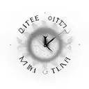 A unique design combining datters øje (daughter's eye), søns vinge (son's wing), and an ur (clock) to represent the bond between family and the passing of time tattoo design idea