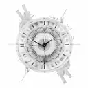 A unique design combining datters øje (daughter's eye), søns vinge (son's wing), and an ur (clock) to represent the bond between family and the passing of time tattoo design idea