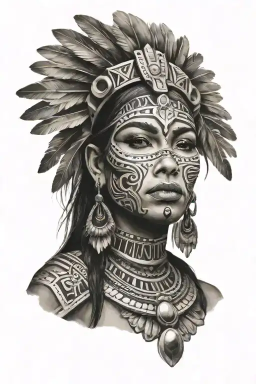 Aztec princess  tattoo design idea