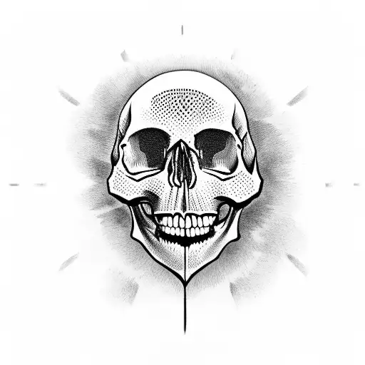 skull with heart eyes tattoo design idea