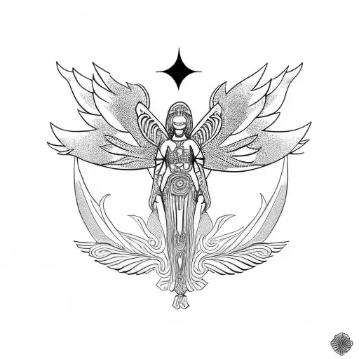 stone angel knotwork sun tattoo design idea