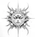 stone sun ancient tattoo design idea