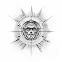 stone sun ancient tattoo design idea