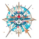 faceless red ancient sun asymmetric  tattoo design idea