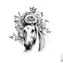 horse with flowers tattoo design idea
