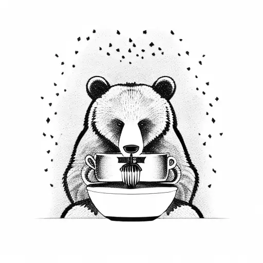 bear with a honey pot tattoo design idea