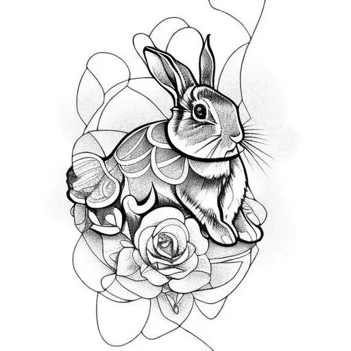 Rabbit year tattoo i did on myself and design : r/TattooDesigns