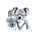 bus and koala tattoo design idea