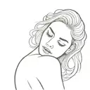 woman posing elegant asleep tattoo design idea