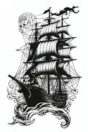 pirate ship tattoo design idea