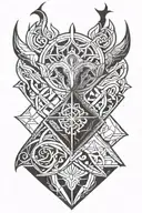half sleeve tattoo featuring skyrim symbol  tattoo design idea