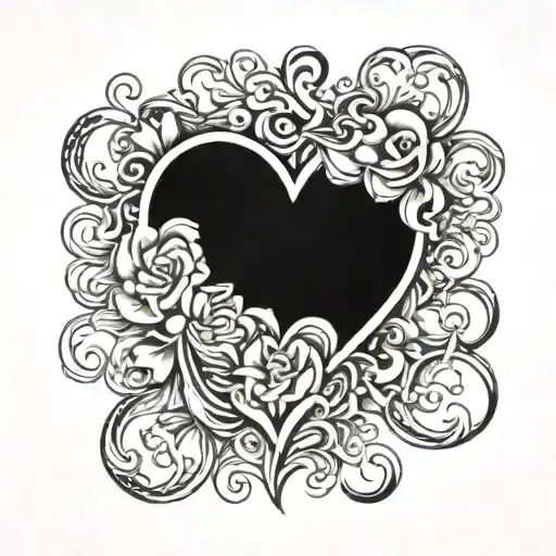 Heart with the outline being "Courtney" and "222" tattoo design idea