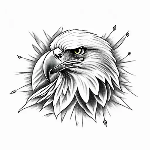 Eagle, Flowers tattoo design idea