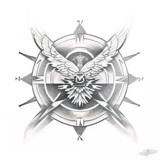Eagle, Samurai, Compass tattoo design idea