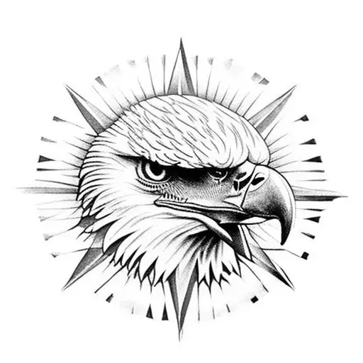 Eagle, Sunlight, Compass tattoo design idea