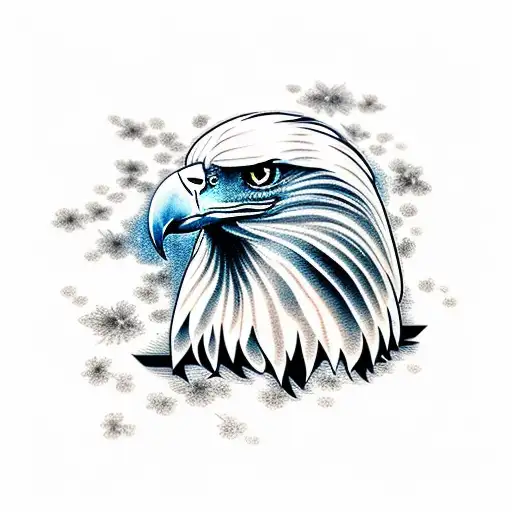 Eagle, Cherry blossoms, Waves tattoo design idea