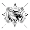 Eagle, Sunlight, Compass tattoo design idea