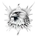 Eagle, Sunlight, Compass tattoo design idea