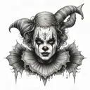 gothic clown woman from the front tattoo design idea