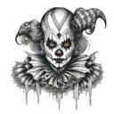gothic clown woman from the front tattoo design idea