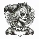 gothic clown woman from the front tattoo design idea