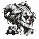 gothic clown woman from the front tattoo design idea